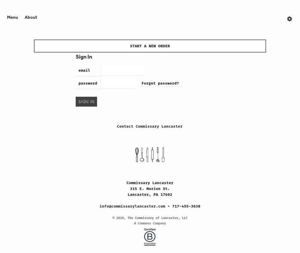 commissarylancaster.com shopify website screenshot