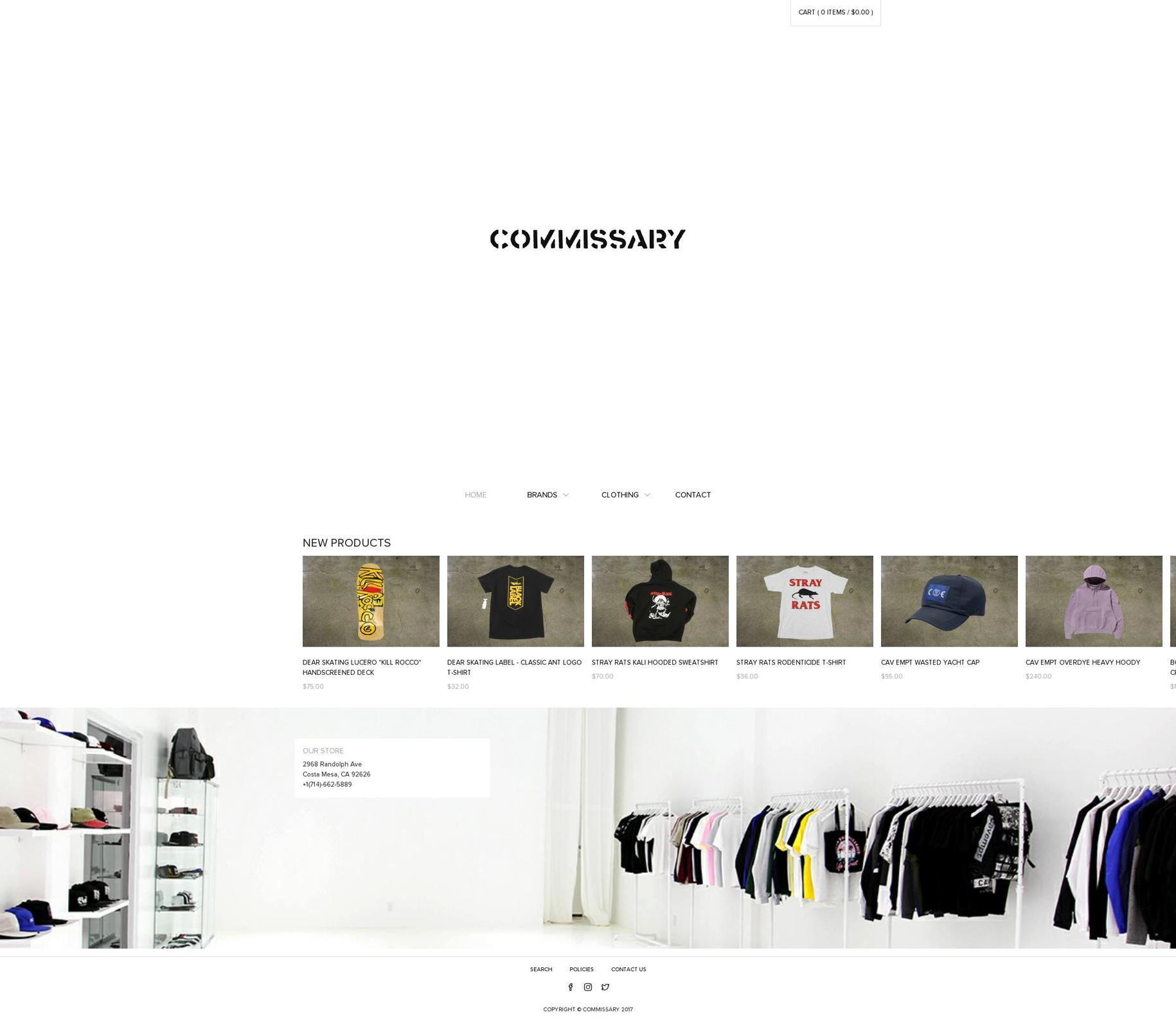 commissarystore.com shopify website screenshot