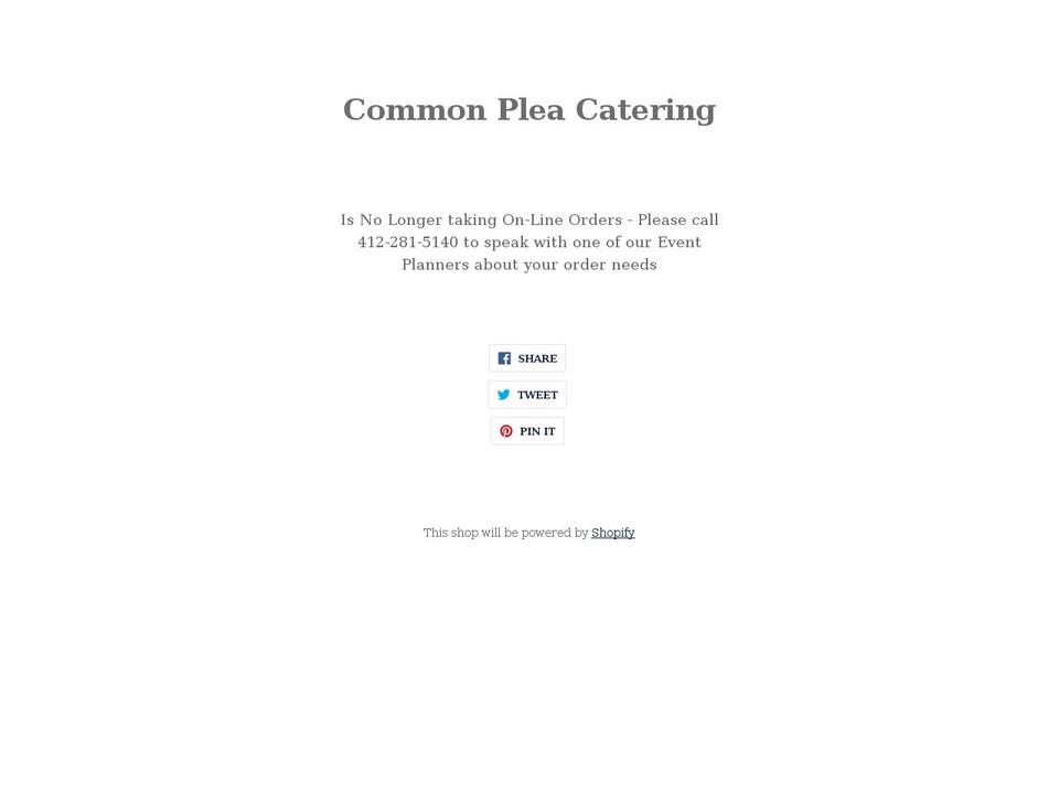 common-plea-catering.com shopify website screenshot