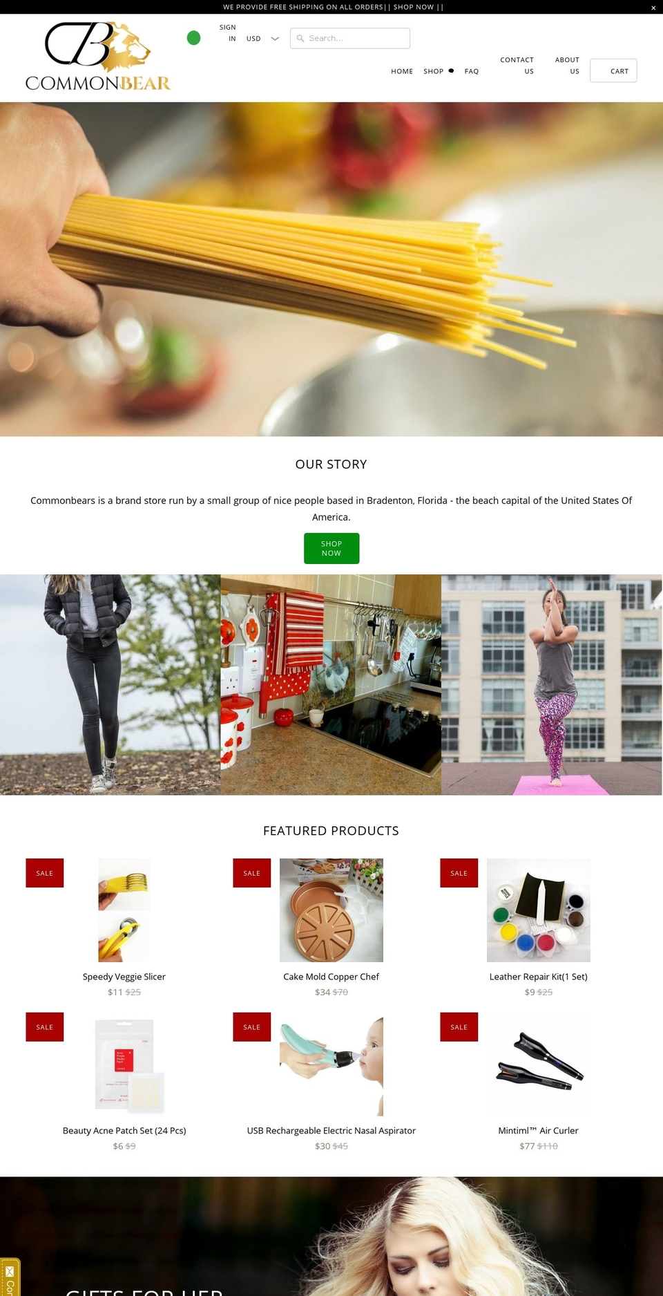 commonbears.com shopify website screenshot