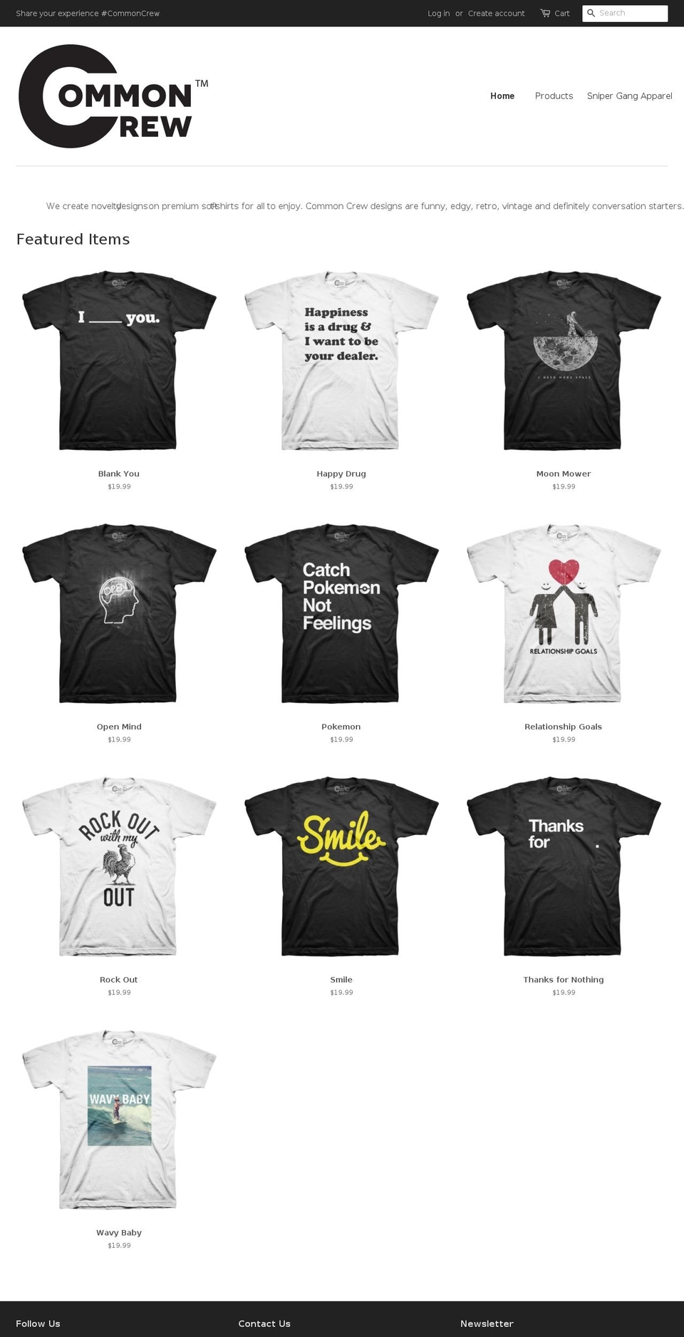 commoncrewclothing.com shopify website screenshot