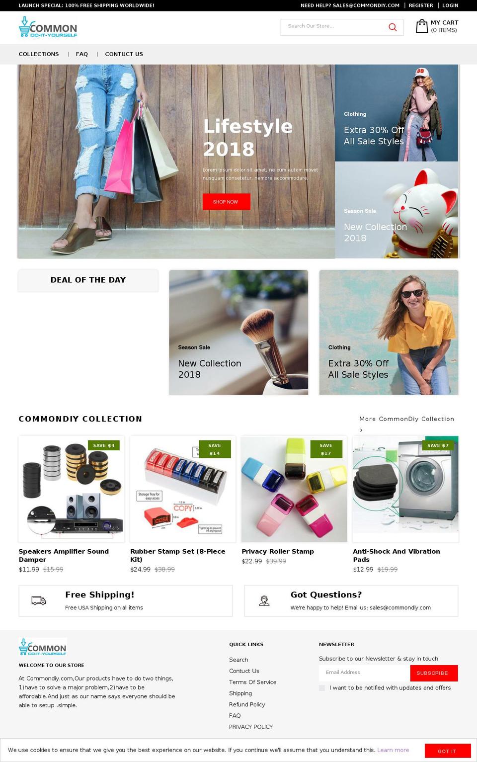 commondiy.com shopify website screenshot
