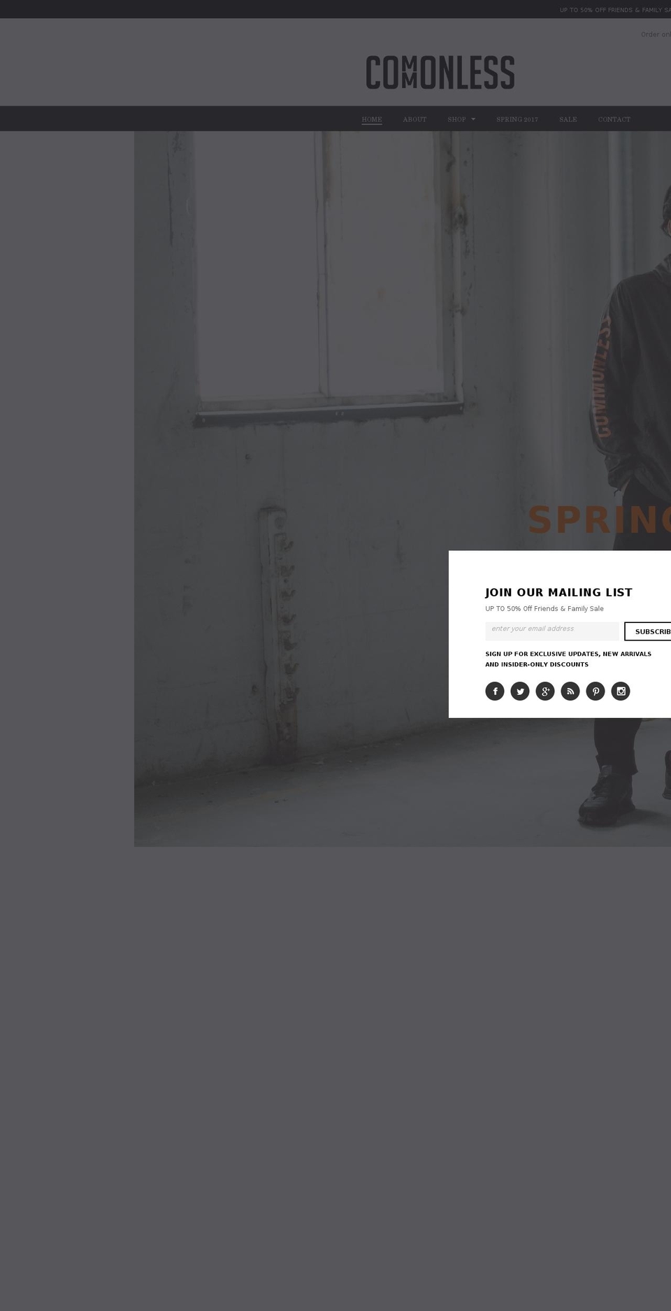 commonlessapparel.com shopify website screenshot