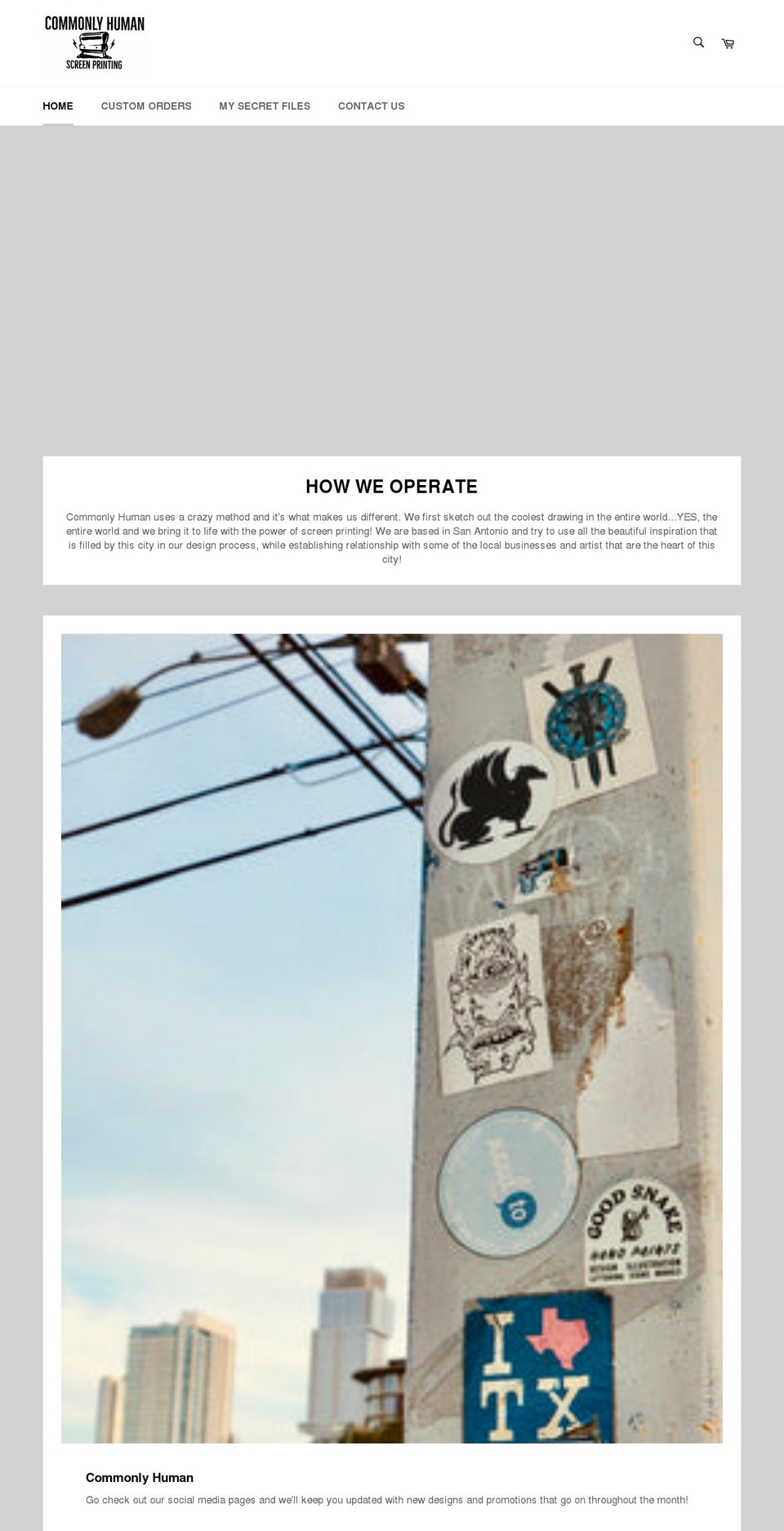commonlyhuman.com shopify website screenshot