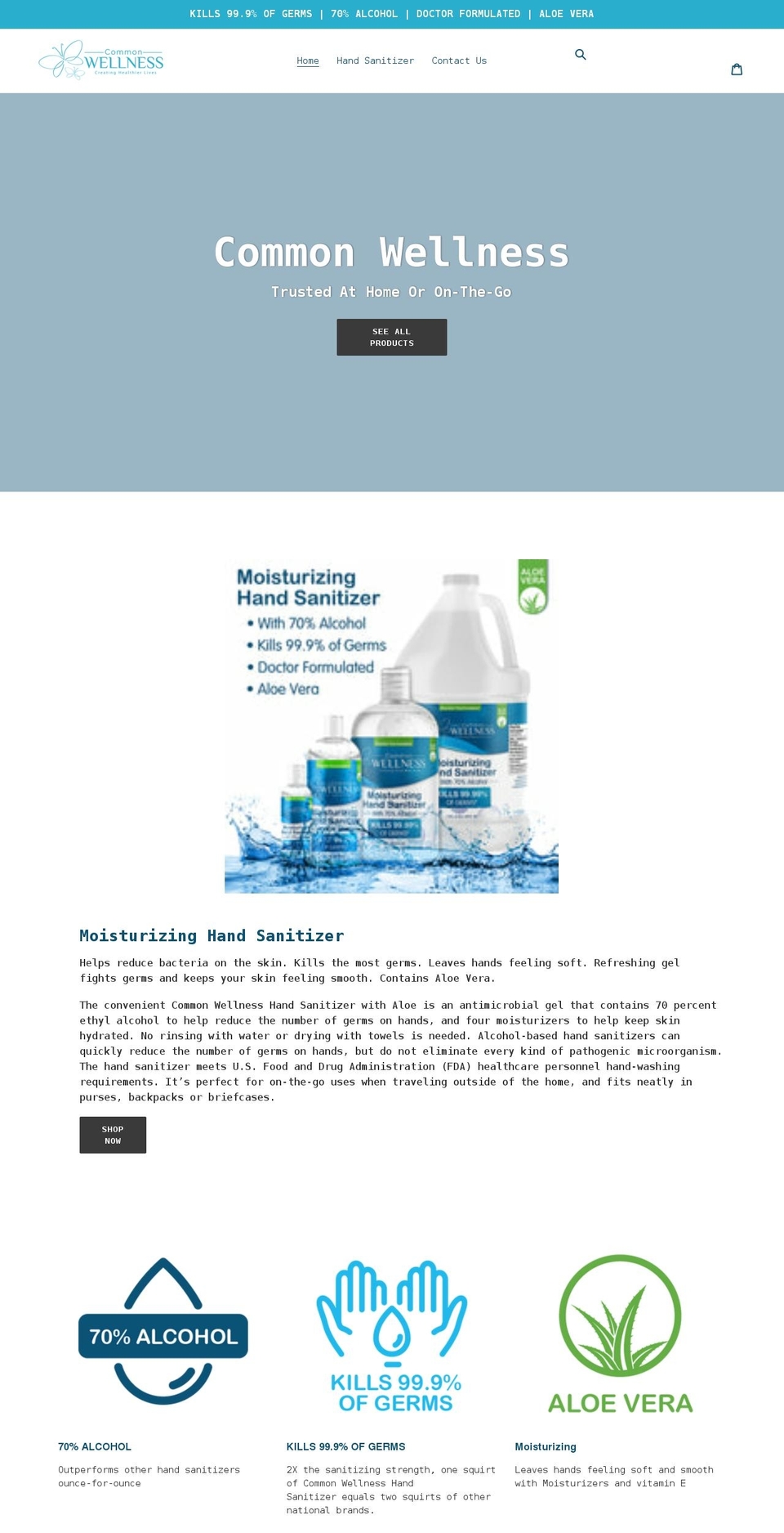 commonnutrition.com shopify website screenshot