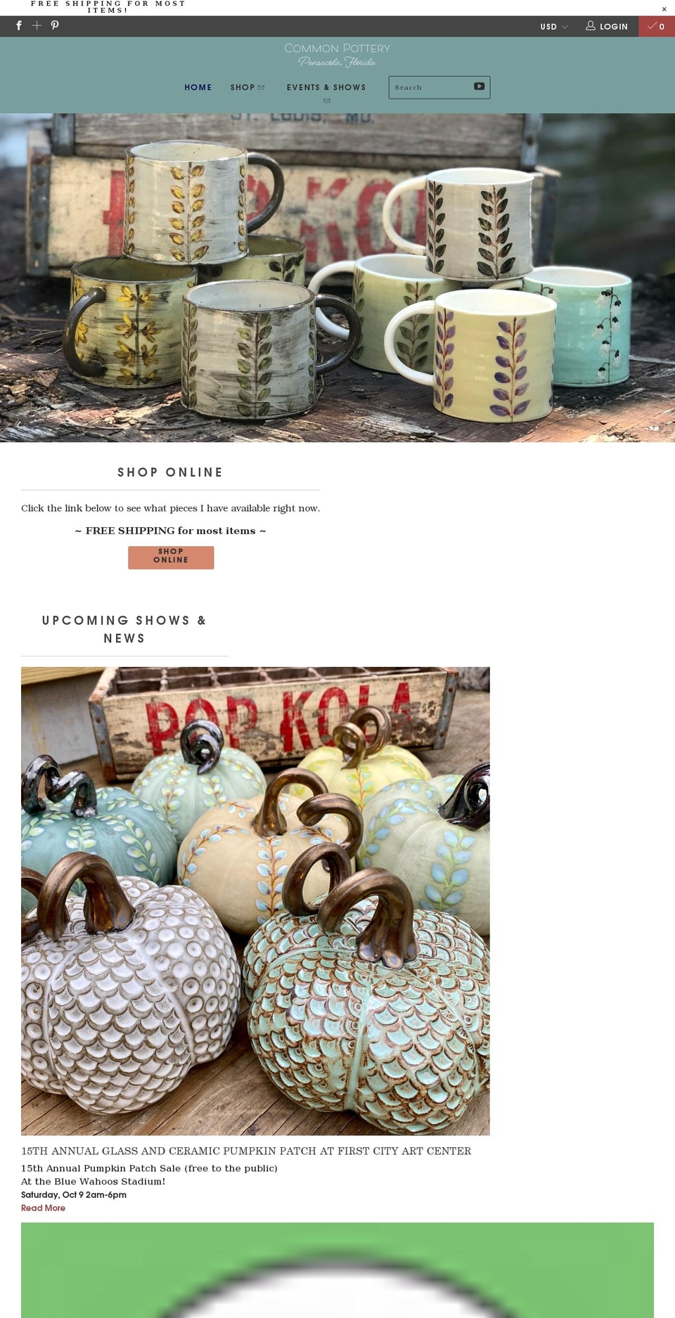 commonpottery.com shopify website screenshot