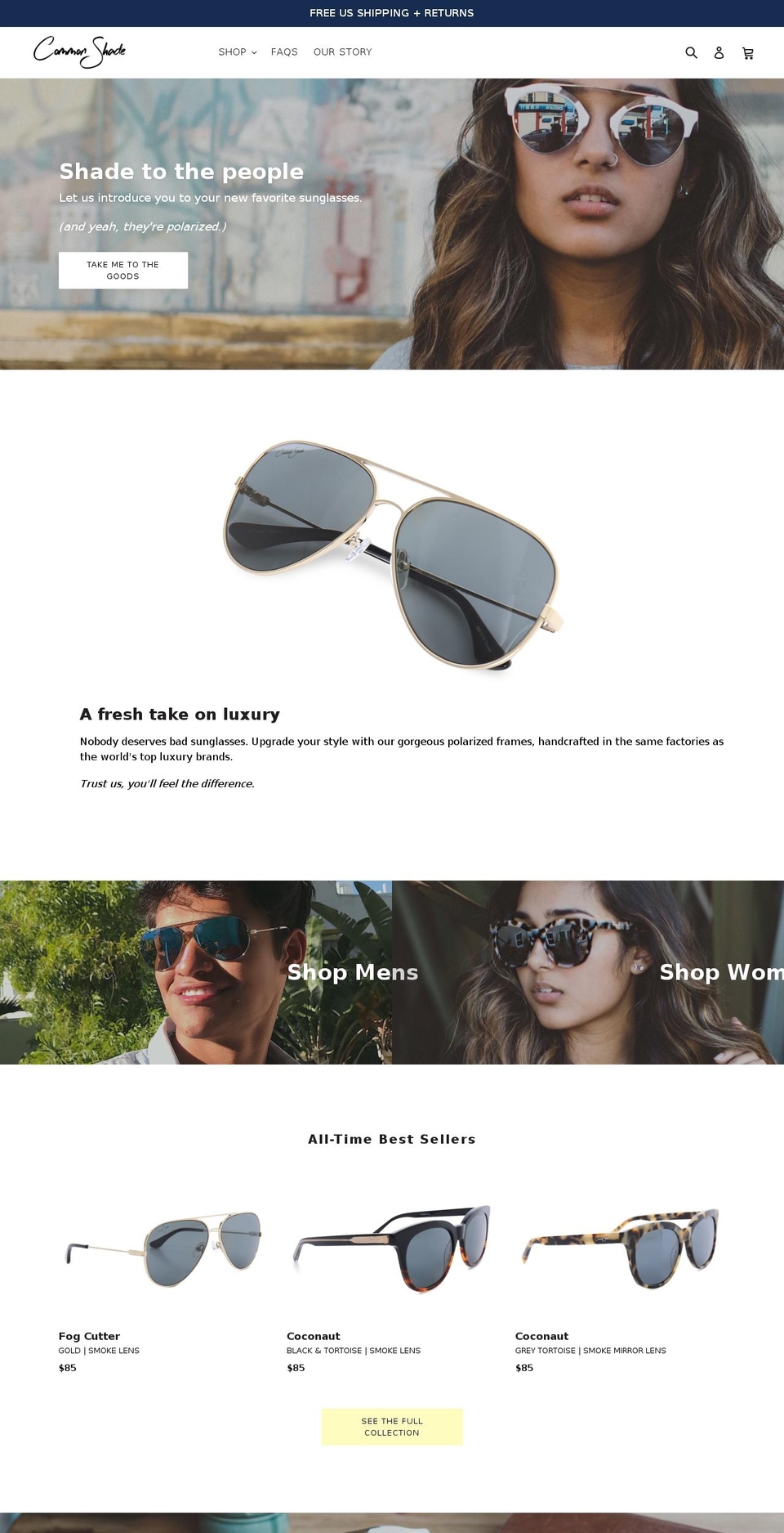 commonshade.com shopify website screenshot