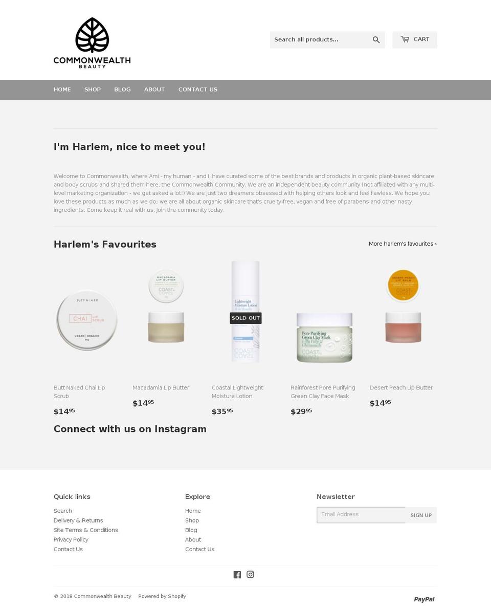 commonwealthbeauty.ca shopify website screenshot