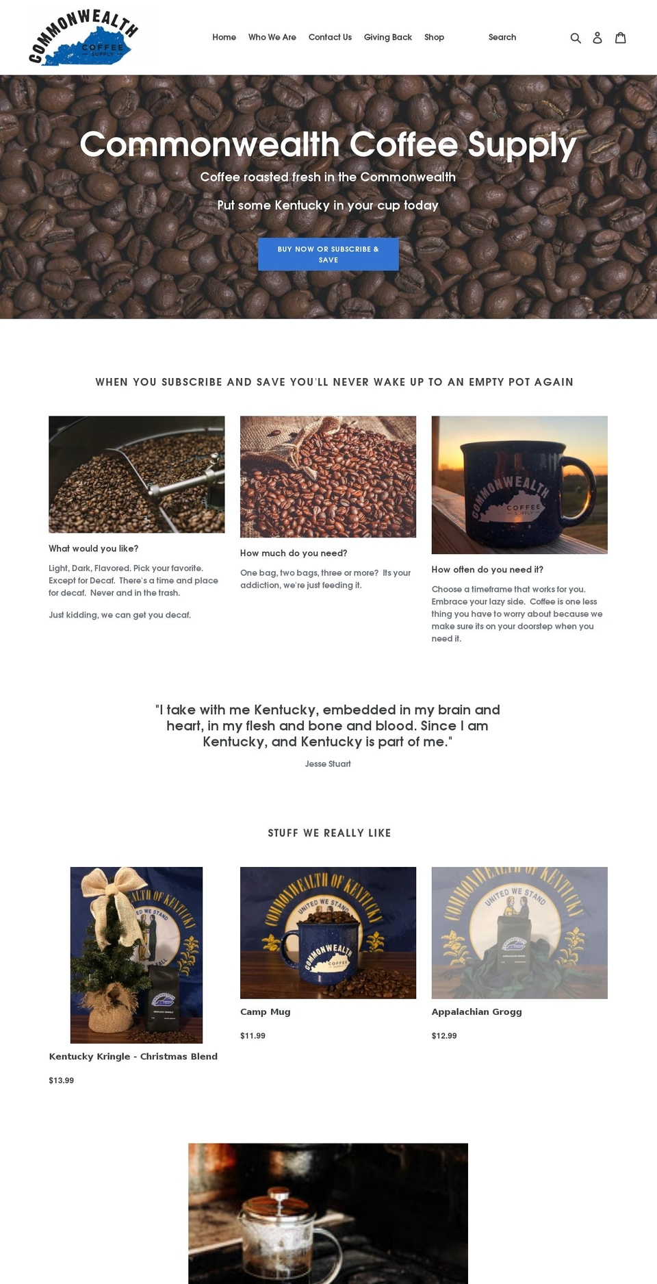 commonwealthcoffeesupply.com shopify website screenshot