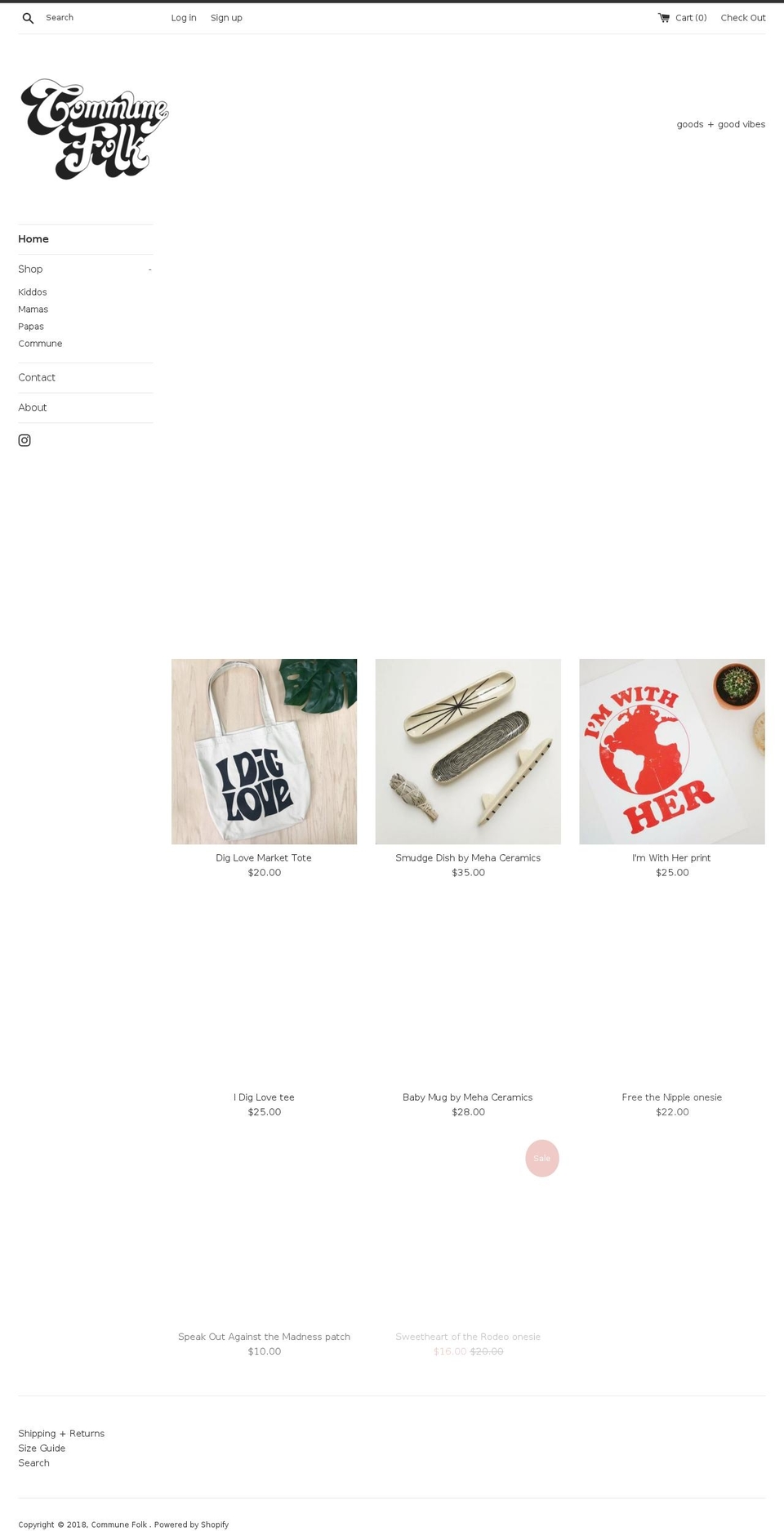 communefolk.com — Shopify storefront screenshot