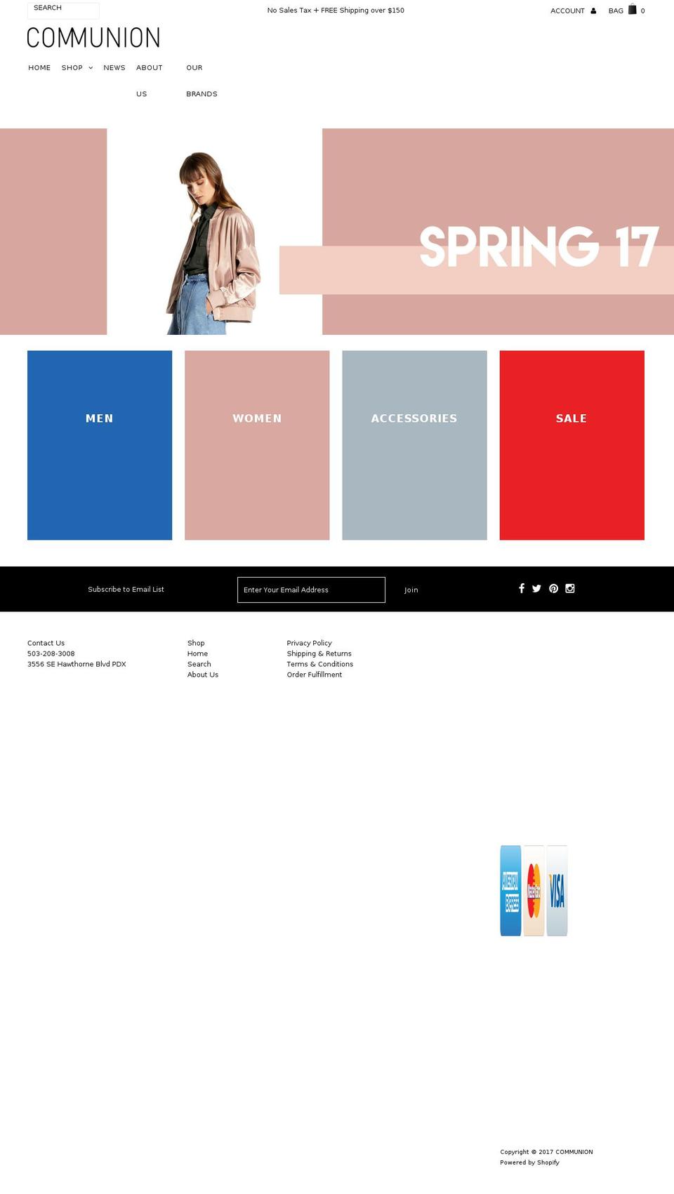 communionpdx.com shopify website screenshot