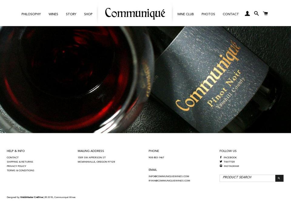 communiquewines.com — Shopify storefront screenshot