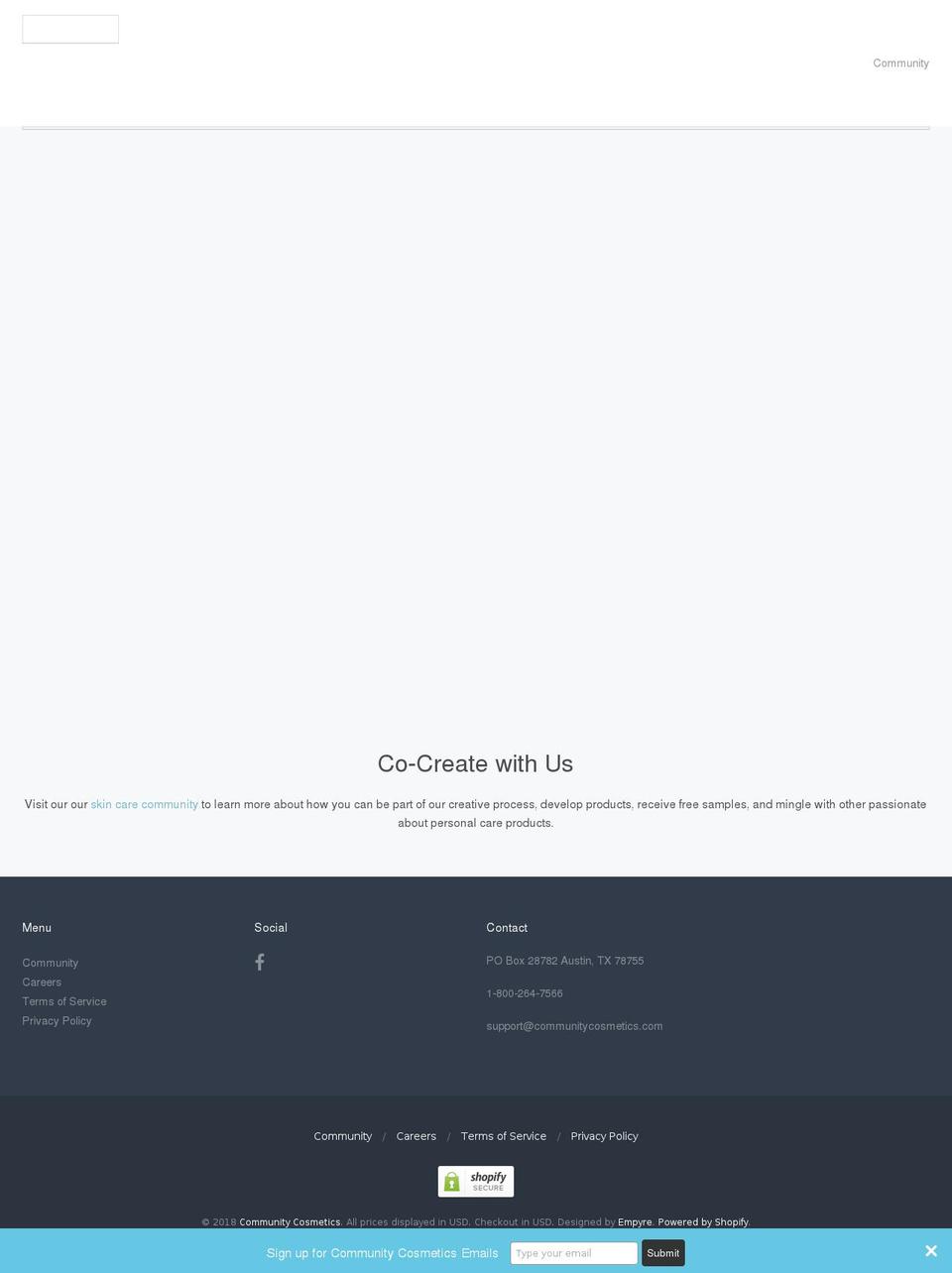communitycosmetics.com — Shopify storefront screenshot