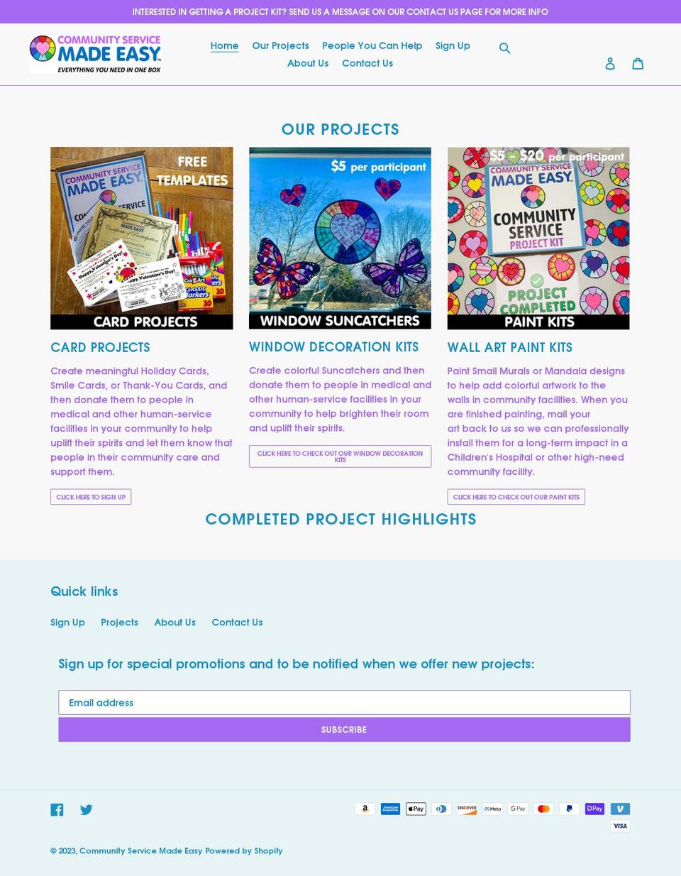 communityservicemadeeasy.org shopify website screenshot
