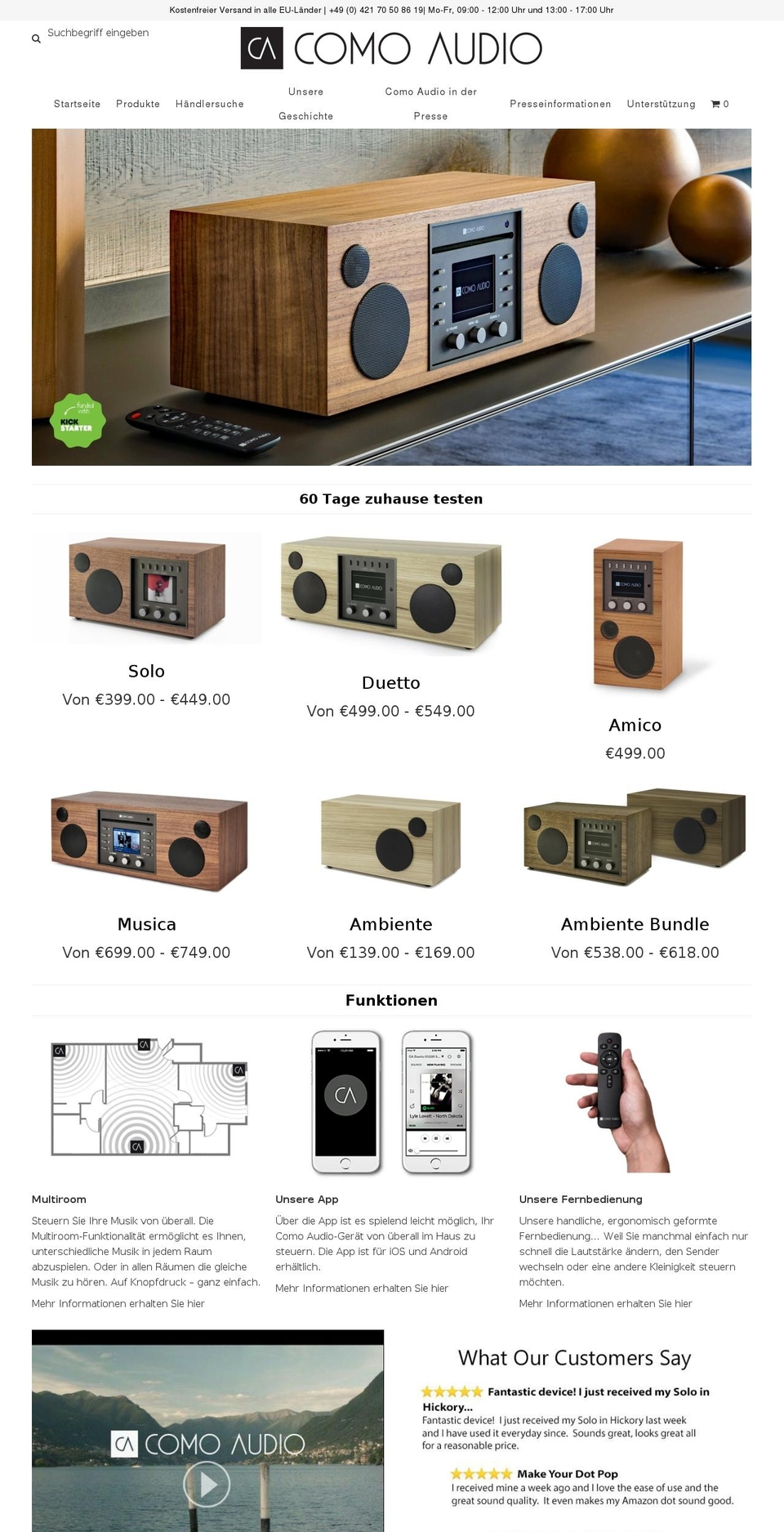 comoaudio.de shopify website screenshot