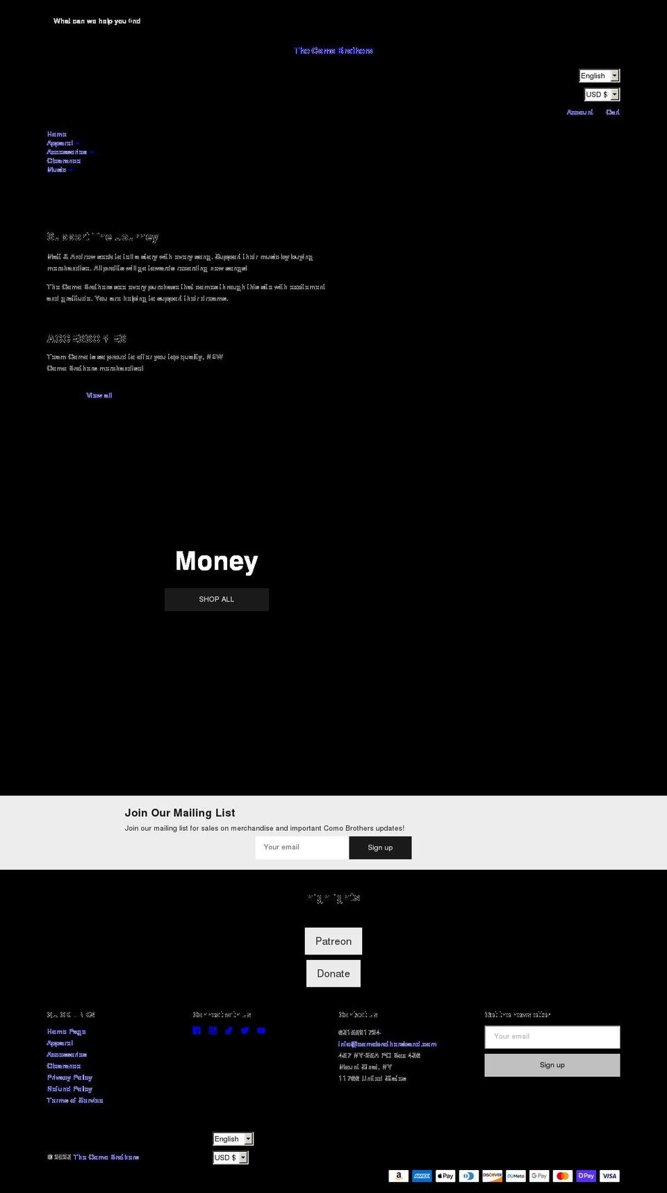 comobrothers.shop shopify website screenshot