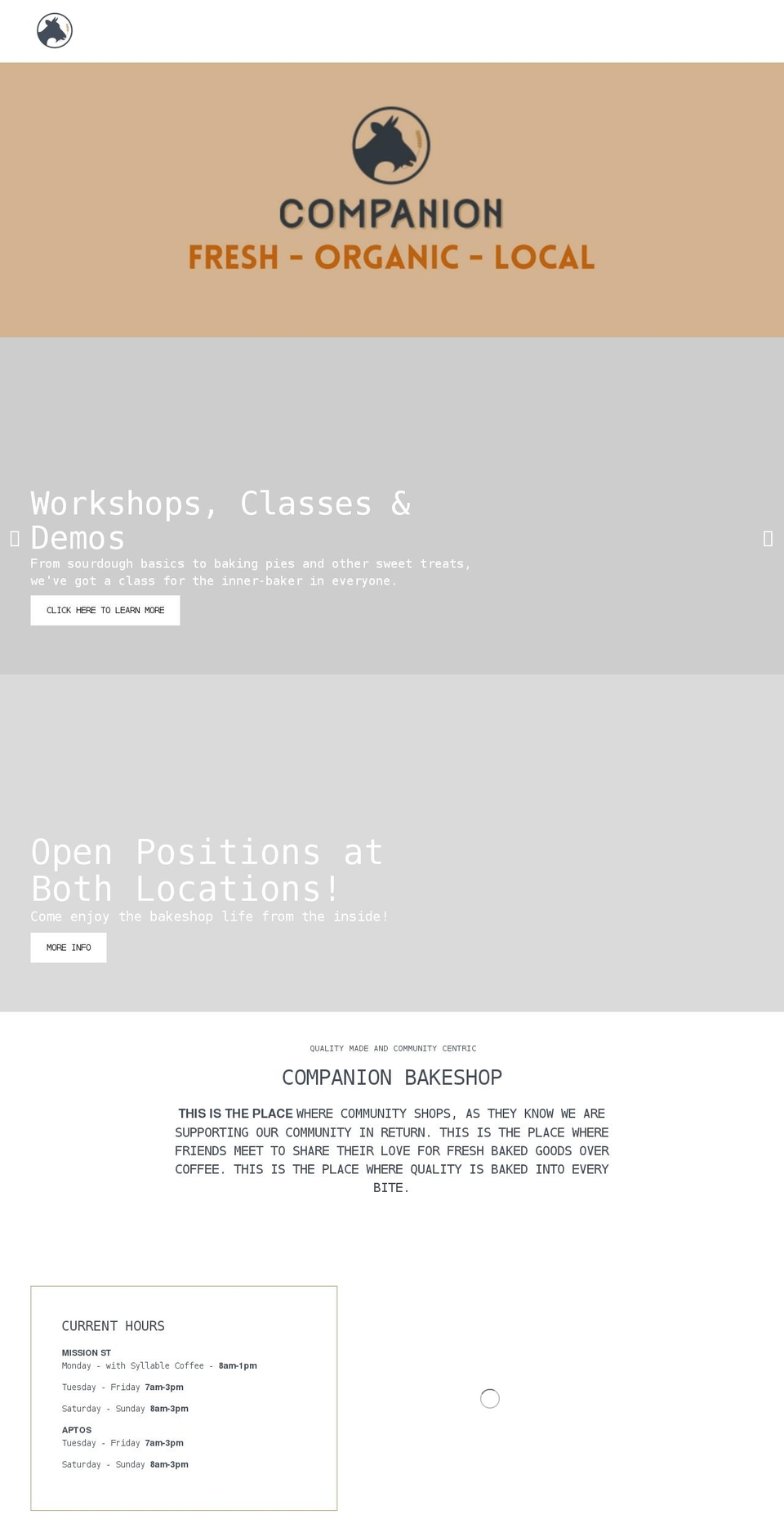 companionbakeshop.com shopify website screenshot