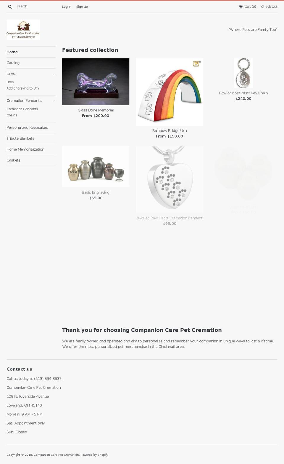 companioncarepetcremation.com — Shopify storefront screenshot