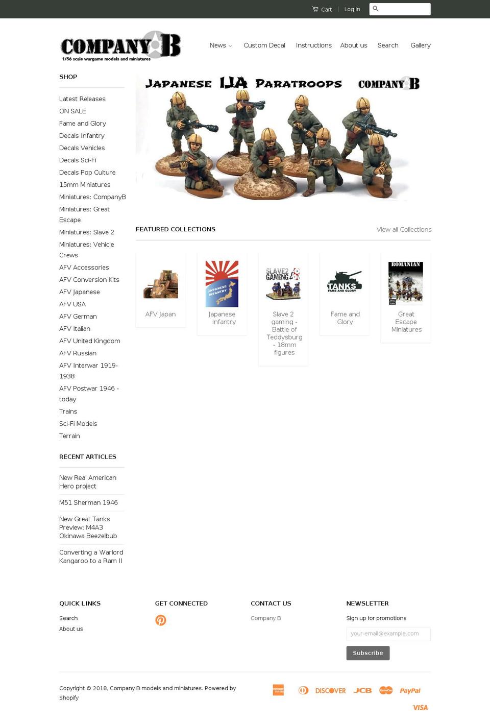 company-b-models-and-miniatures.myshopify.com shopify website screenshot
