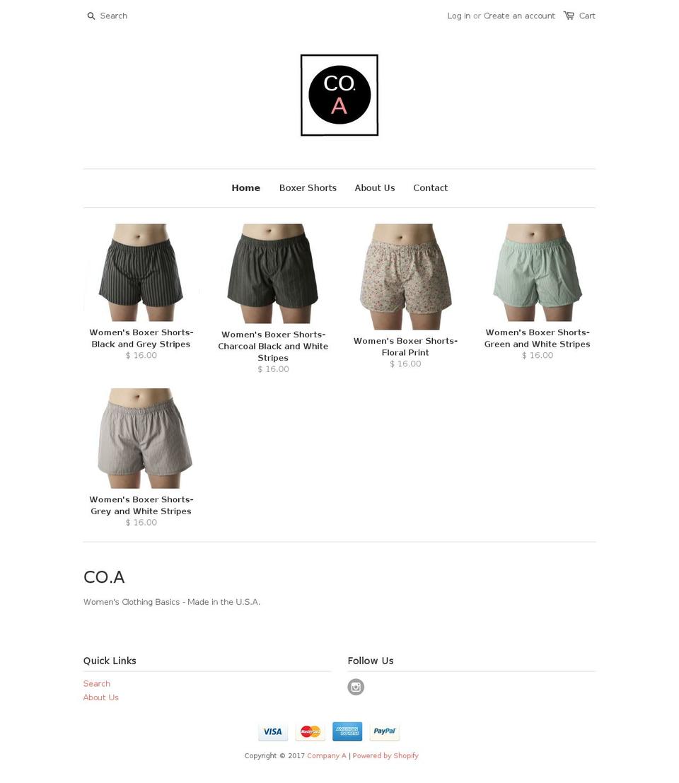 companyaclothing.com shopify website screenshot