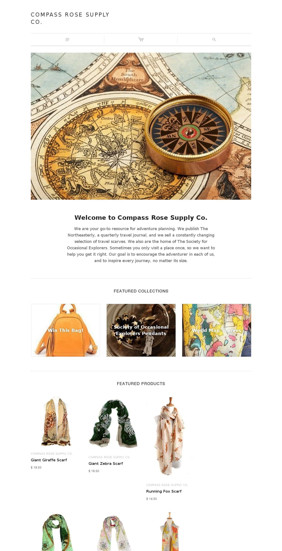 compassrosesupplyco.com shopify website screenshot