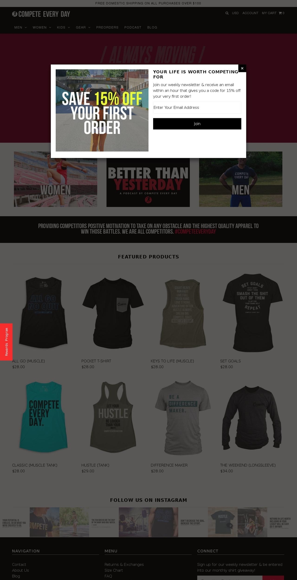 competeeveryday.com shopify website screenshot