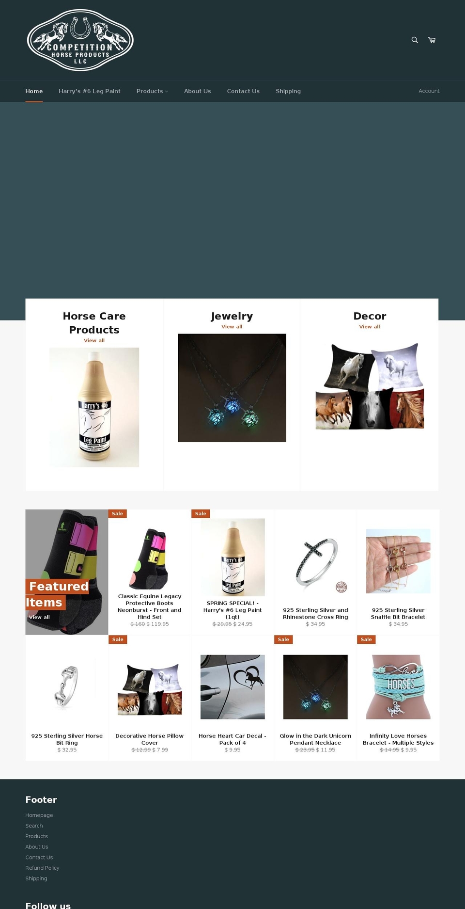 competitionhorseproducts.com shopify website screenshot