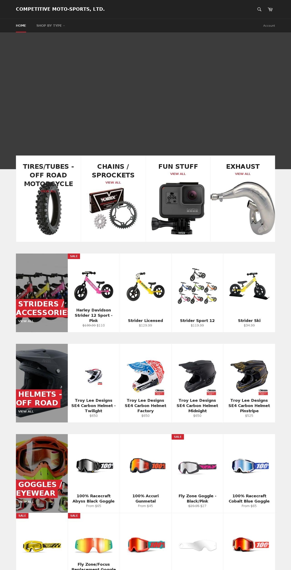 competitivemotosports.com shopify website screenshot