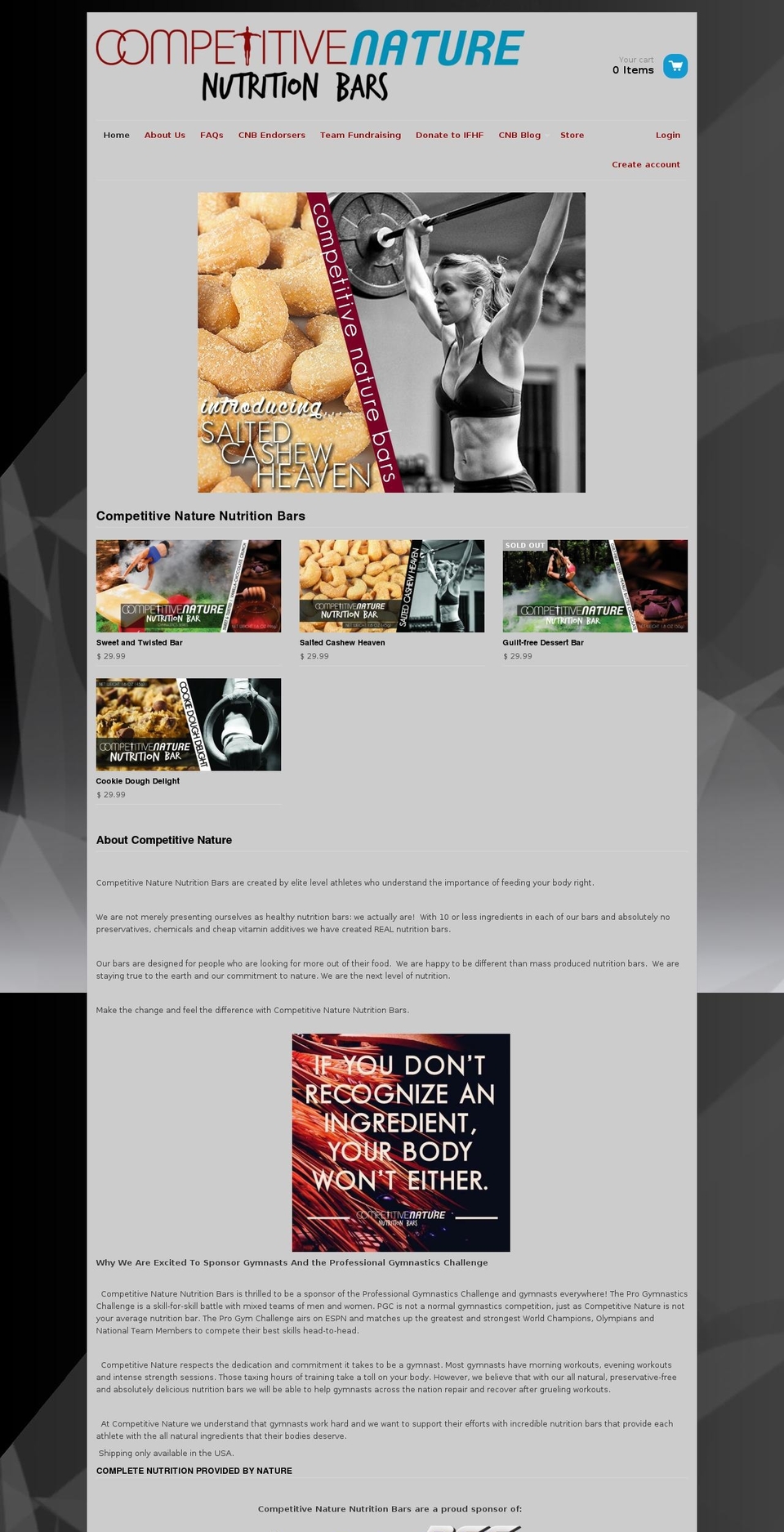 competitivenaturebars.com shopify website screenshot