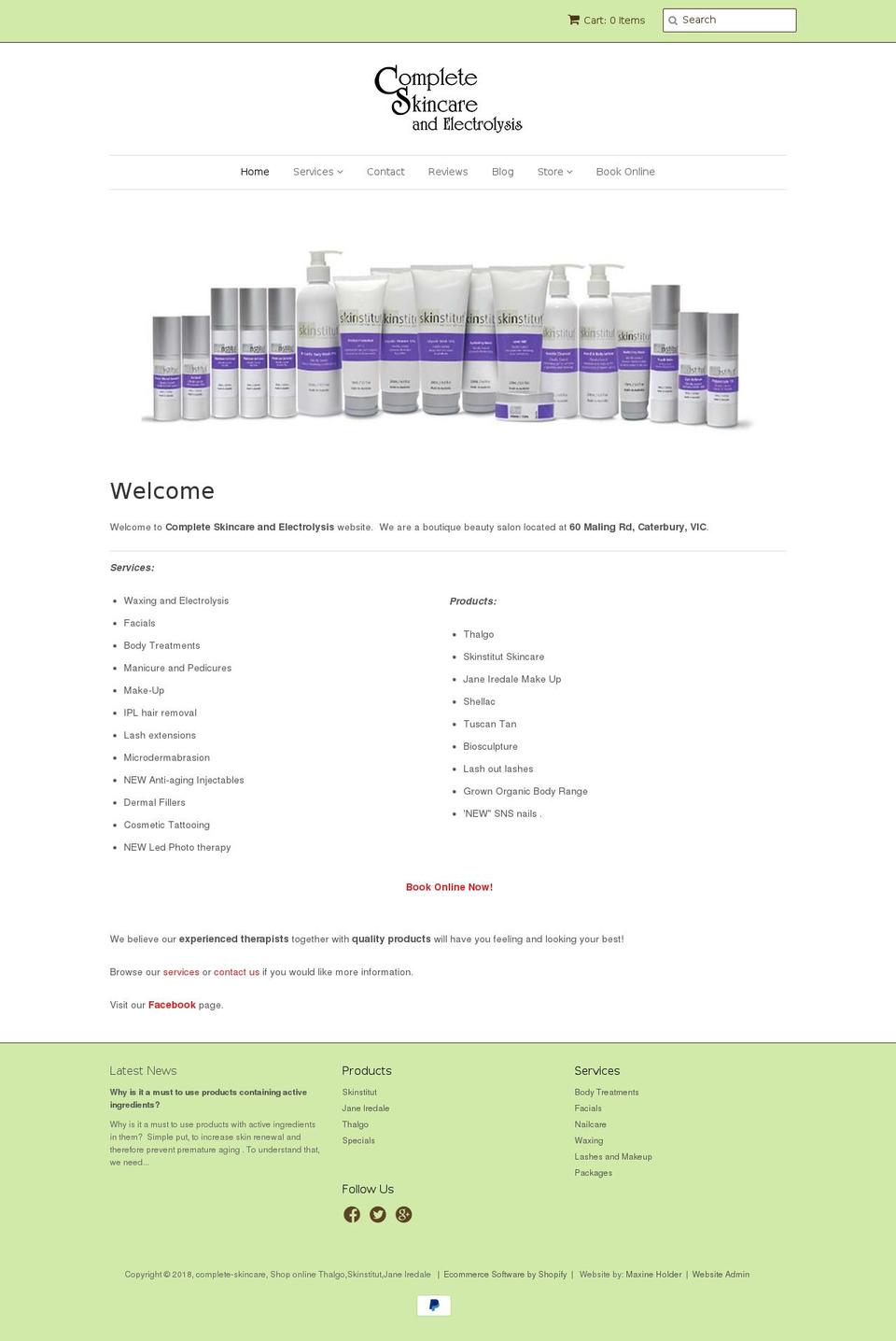 complete-skincare.com.au shopify website screenshot