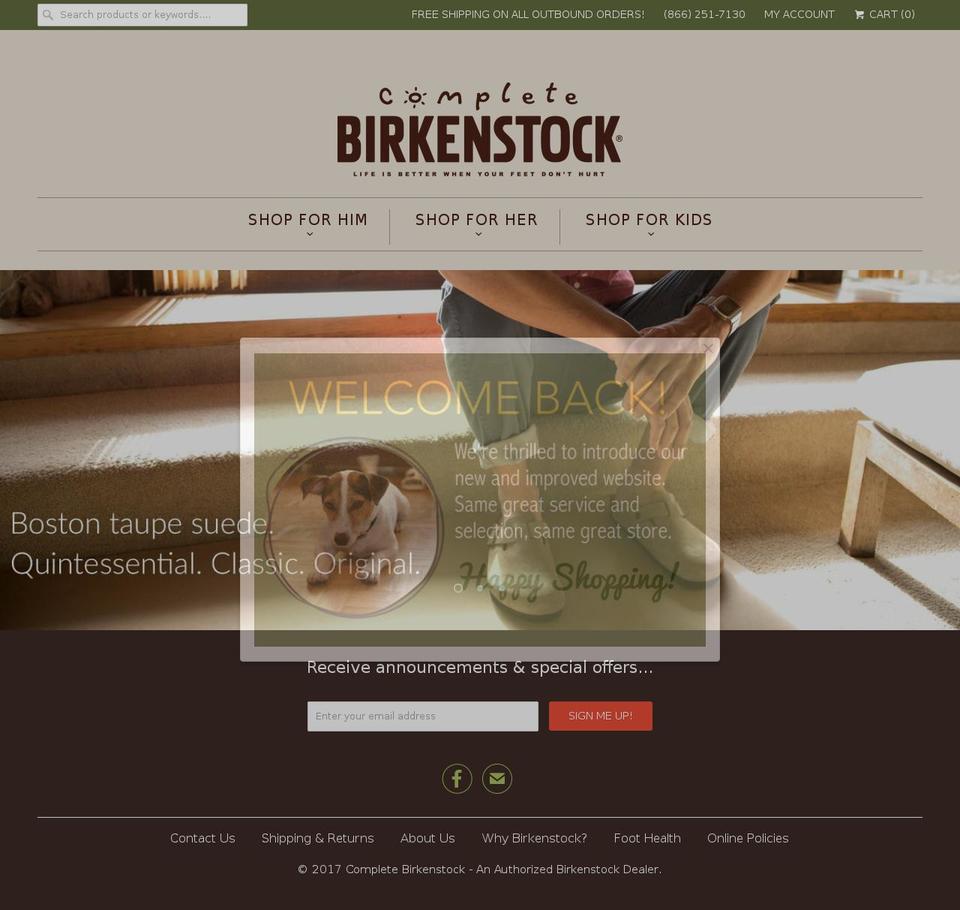 completebirkenstock.com shopify website screenshot