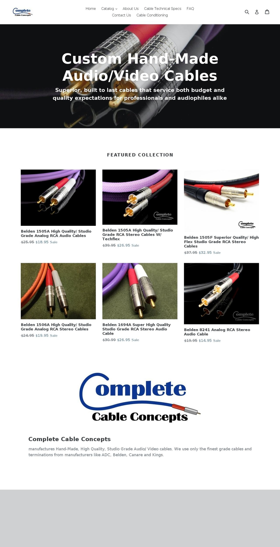 completecableconcepts.com — Shopify storefront screenshot