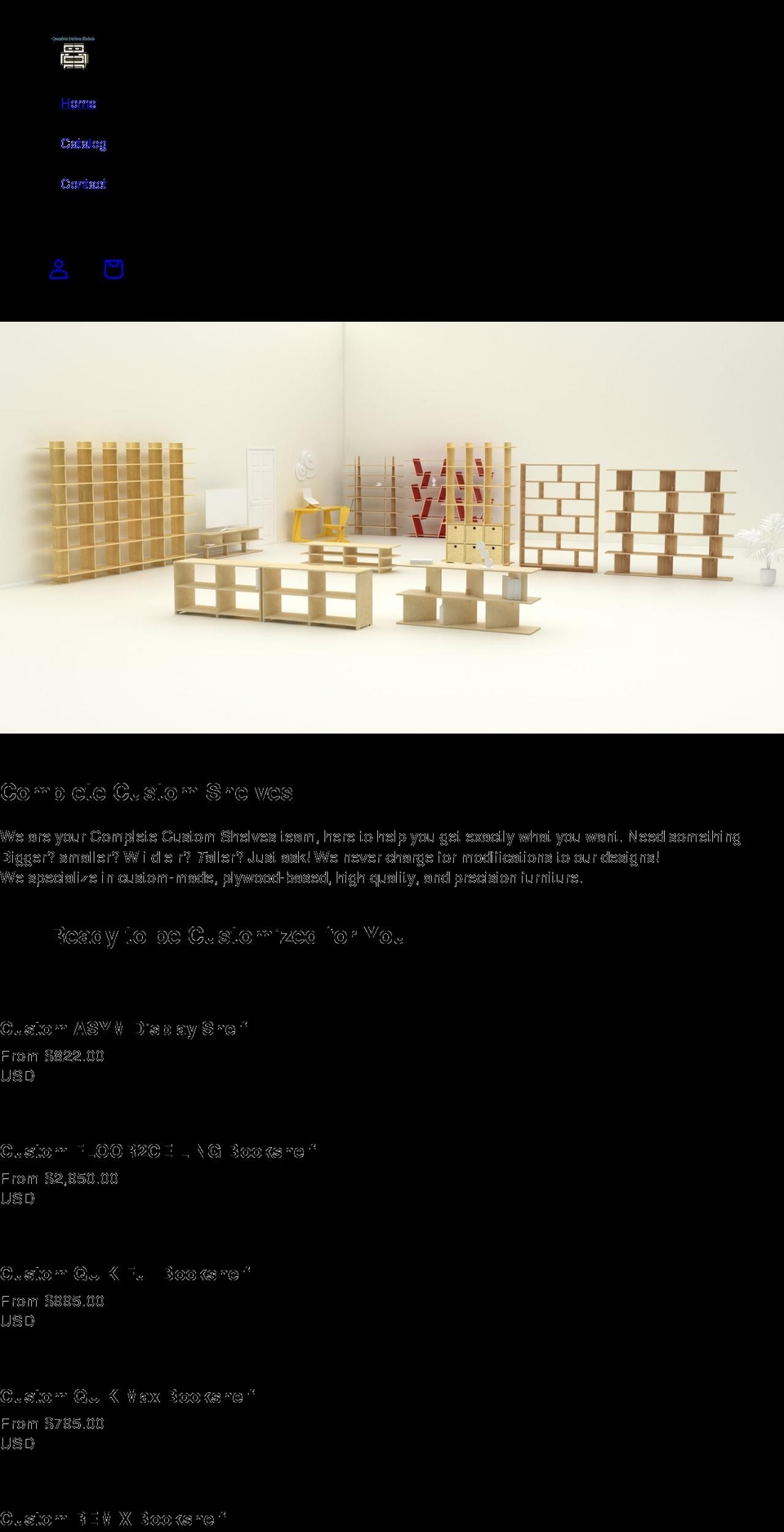 completecustomshelves.com shopify website screenshot