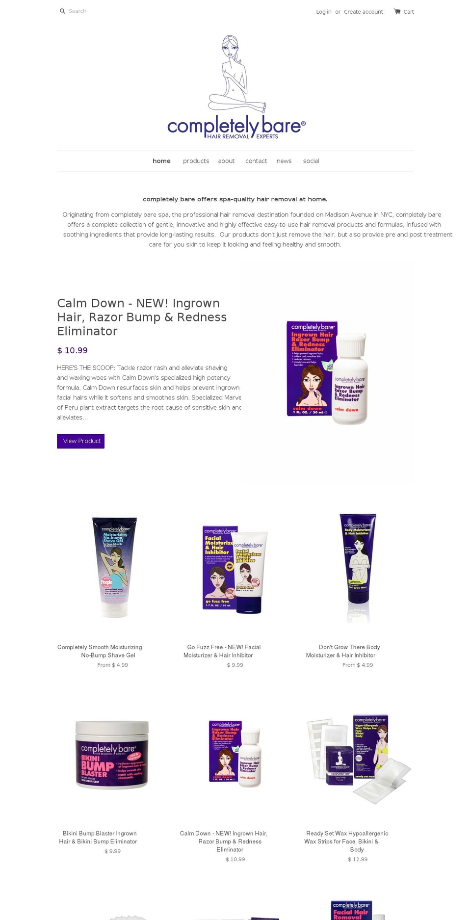 completelybareproducts.com shopify website screenshot