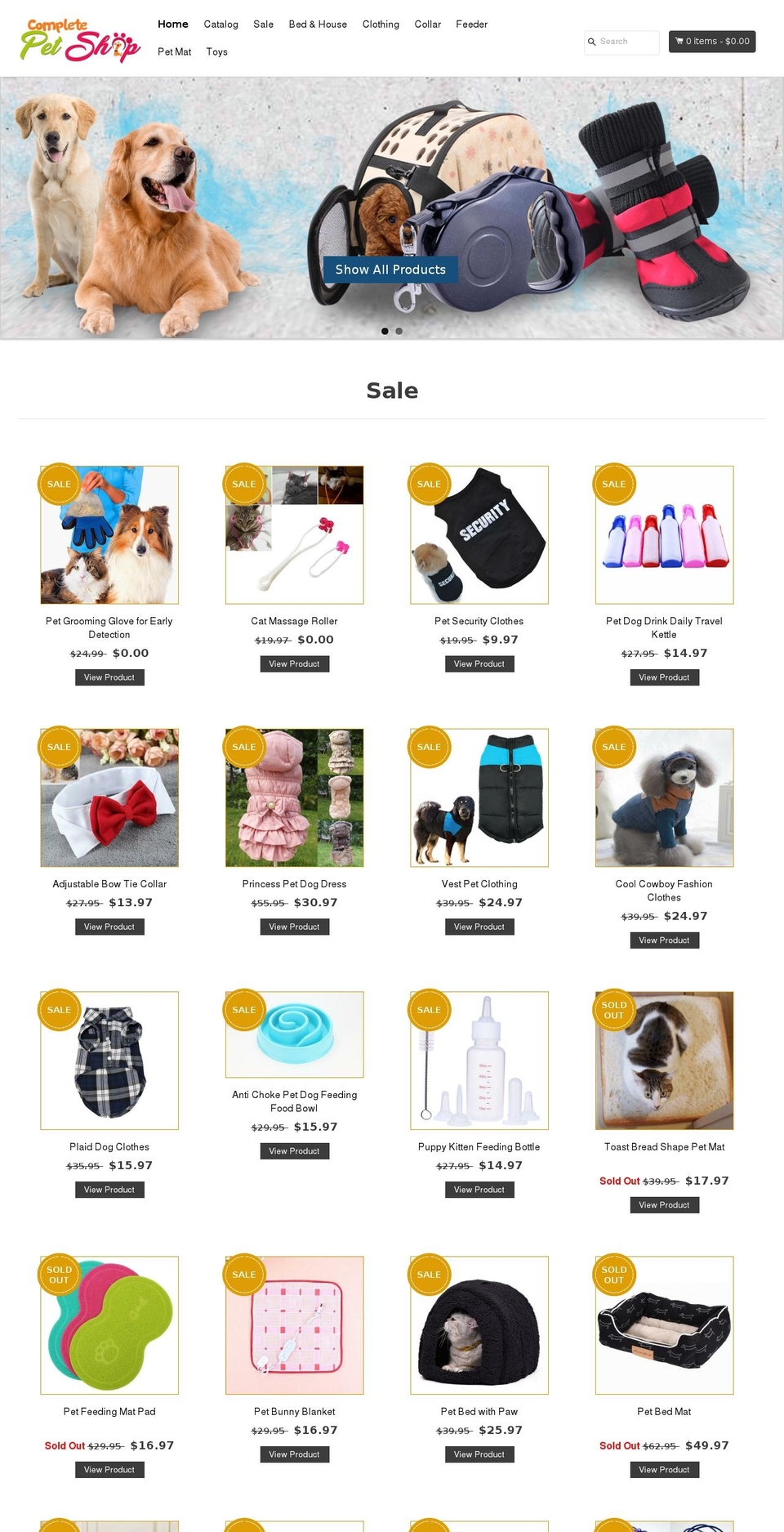 EcomClub Shopify theme site example completepetshop.com