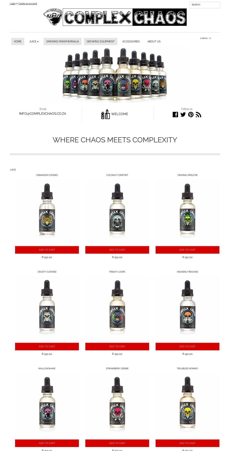 Current Shopify theme site example complexchaos.co.za