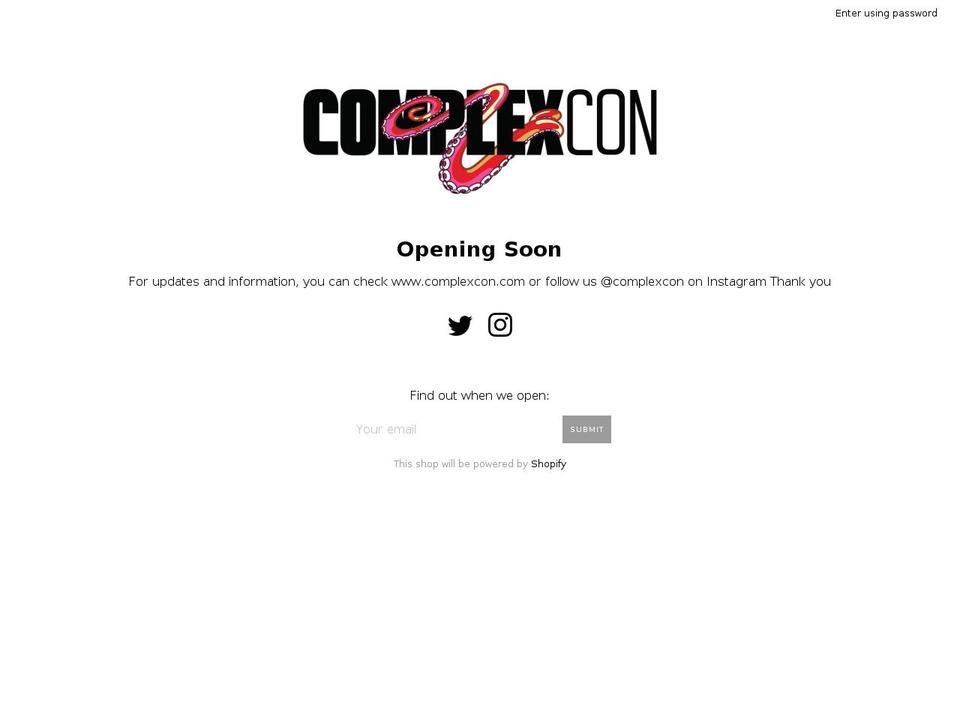 complexcon.myshopify.com shopify website screenshot