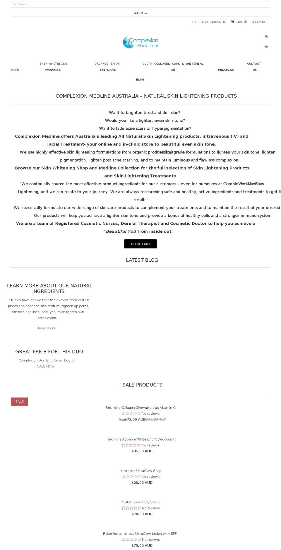 complexion.com.au shopify website screenshot