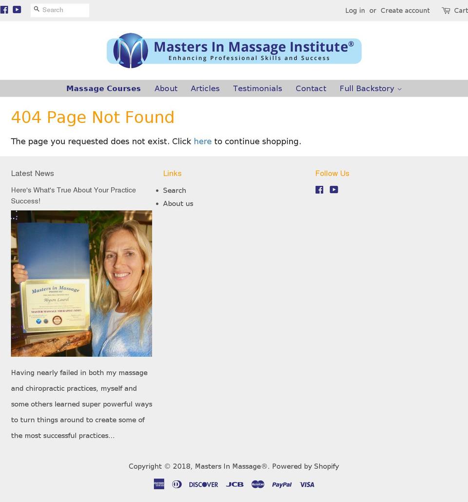 complimentarymassage.com — Shopify storefront screenshot