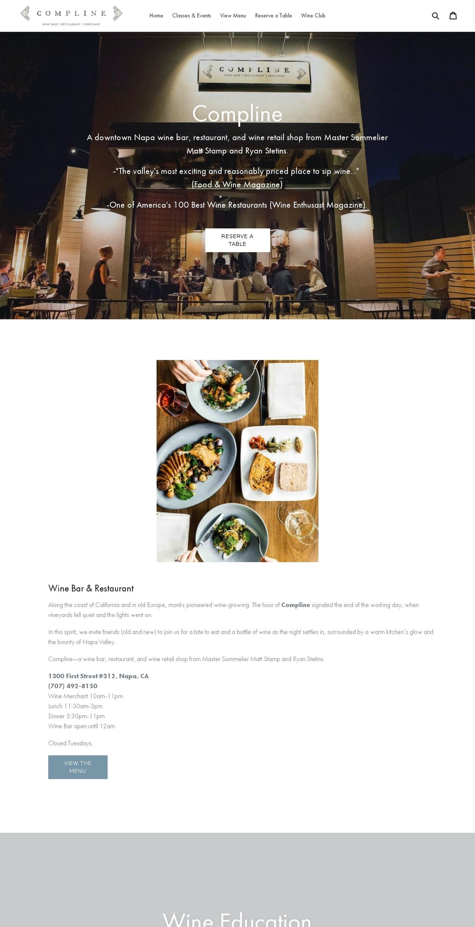 complinewine.com — Shopify storefront screenshot