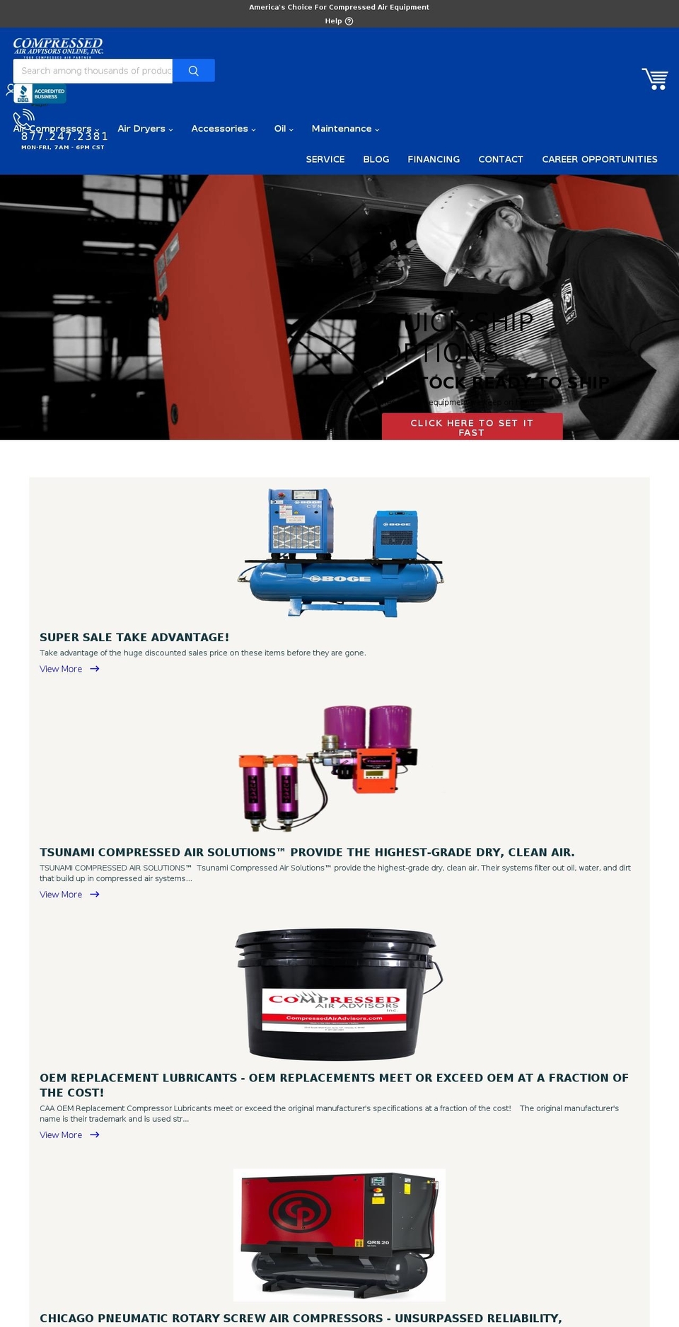 compressedairadvisors.com shopify website screenshot
