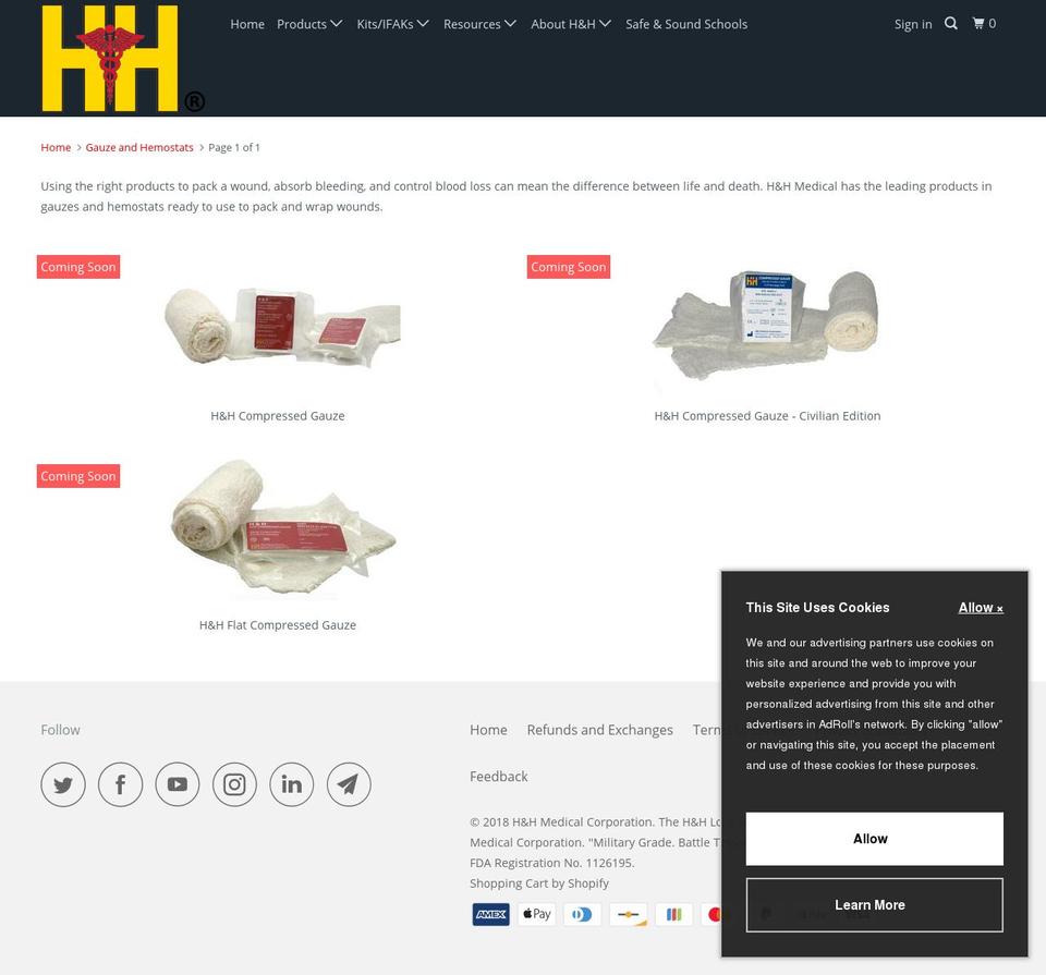 compressedgauze.com — Shopify storefront screenshot