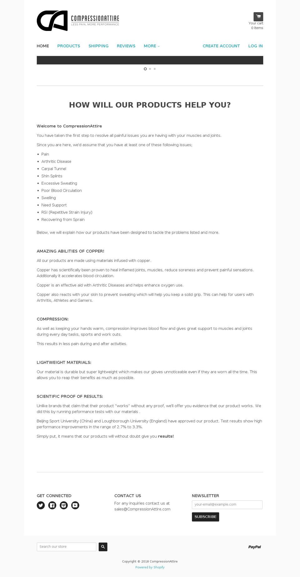 compressionattire.com — Shopify storefront screenshot
