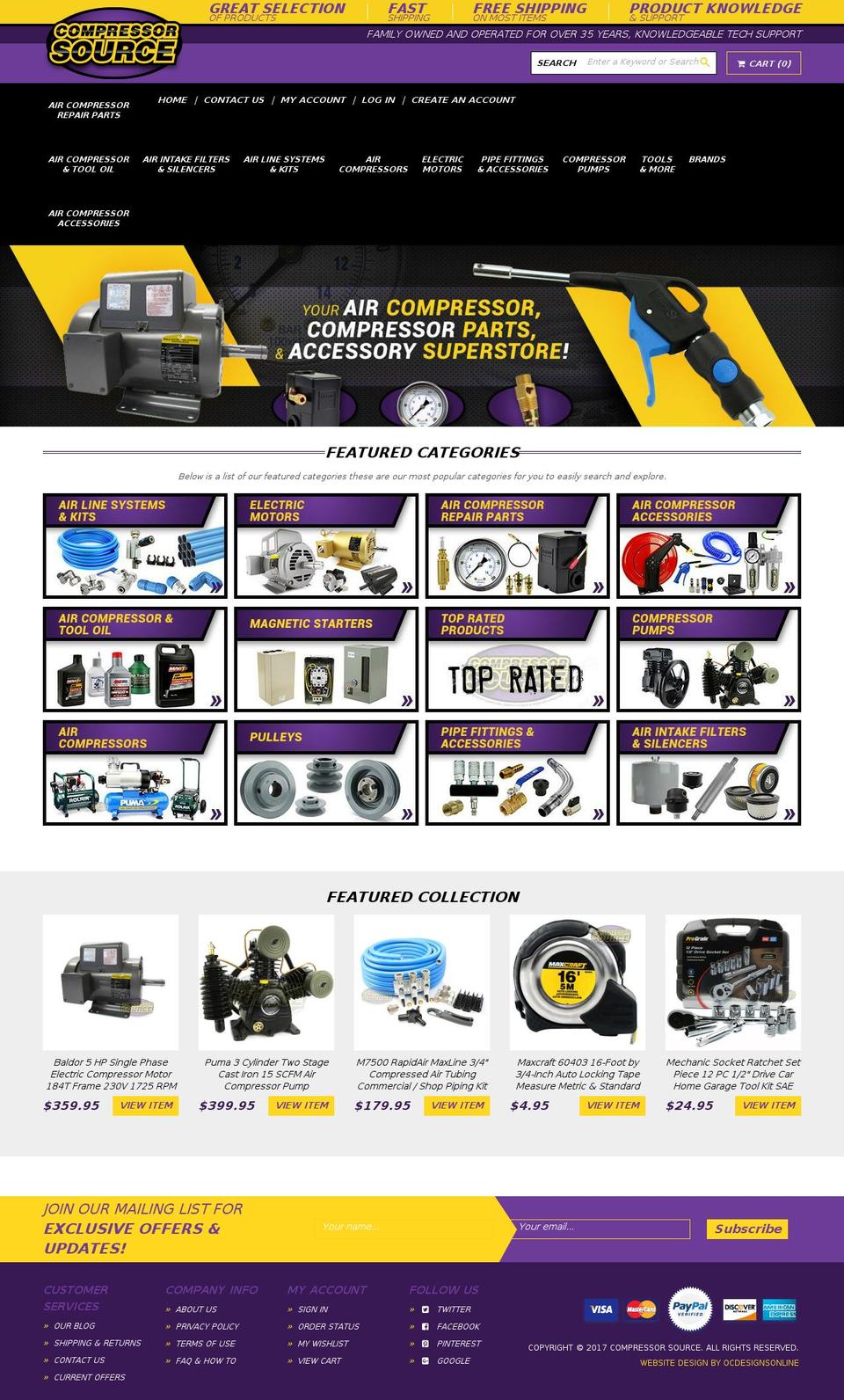 compressor-source.com shopify website screenshot