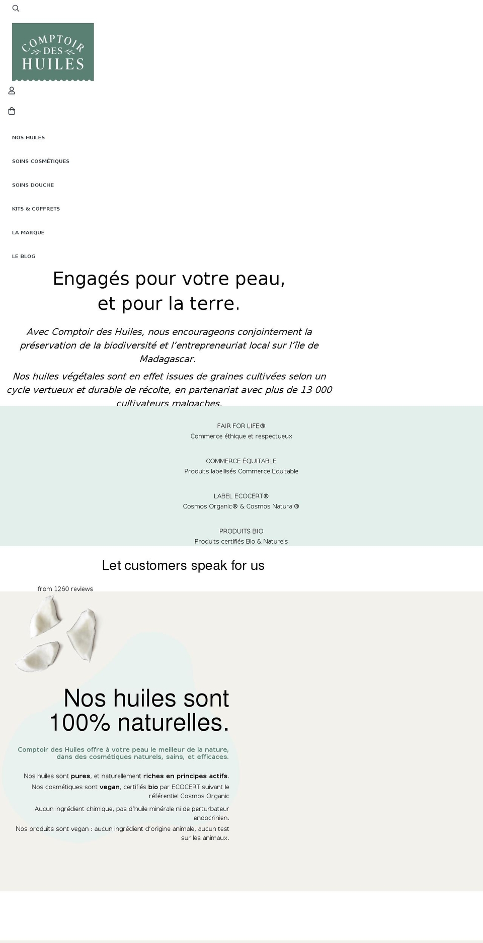 comptoirdeshuiles.com shopify website screenshot