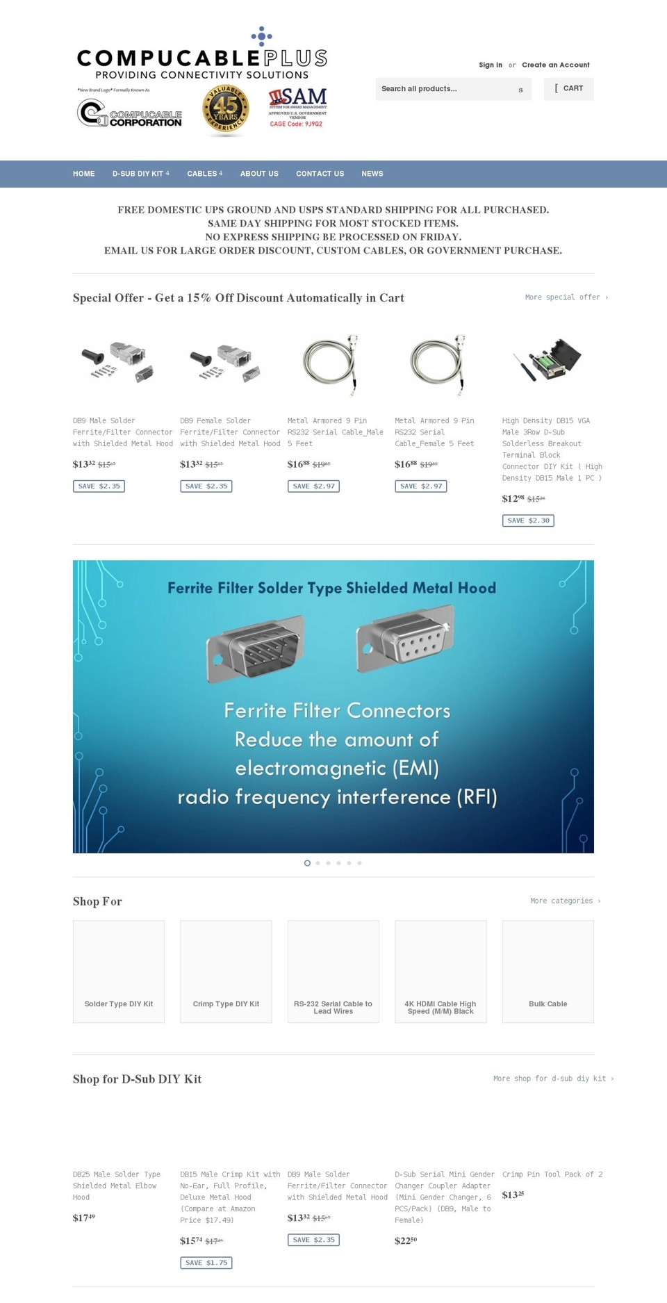 compucableplususa.com shopify website screenshot