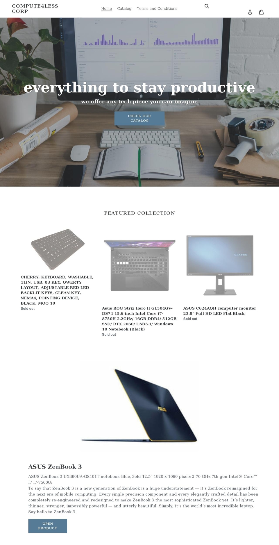 compute4lesscorp.com shopify website screenshot