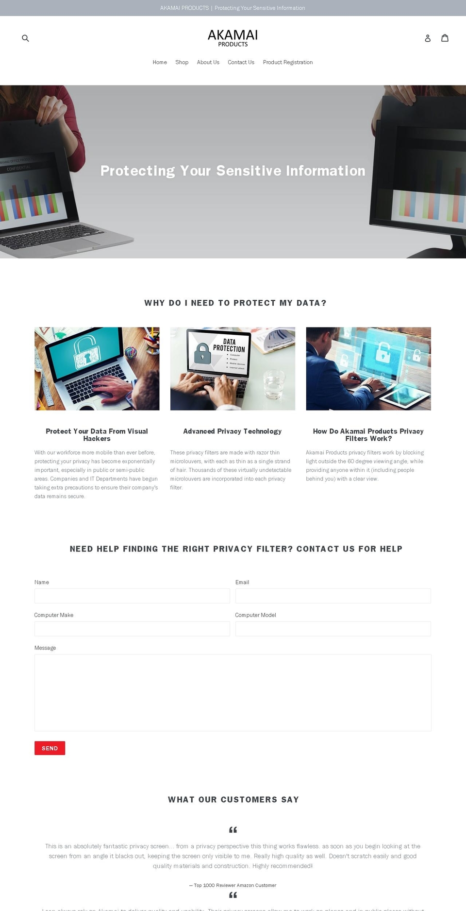 New Version With Contact Us Form Shopify theme site example computerprivacyscreens.com