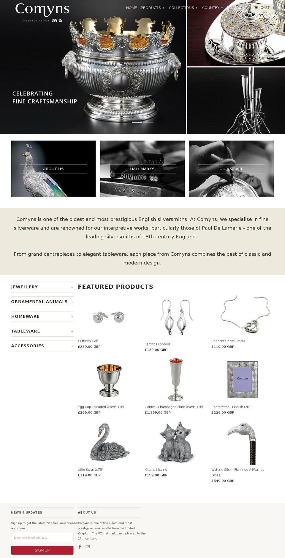 comyns-silver.com shopify website screenshot