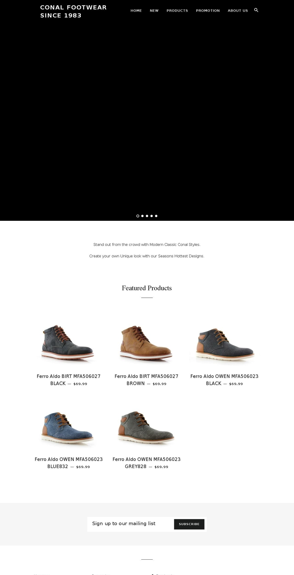 conalfootwear.com shopify website screenshot